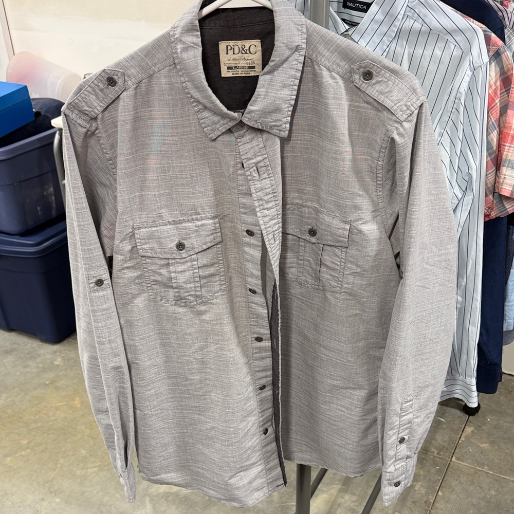 PD&C Black Casual Button-Up Shirt